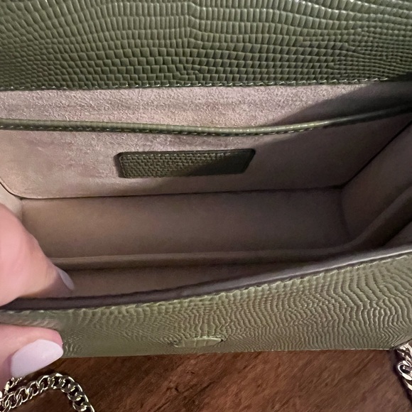 Strathberry Box Crescent in lizard-embossed olive leather - Picture 4 of 9